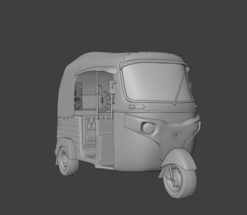 Realistic Tuk Tuk Auto Rickshaw 3D Model Bajaj Three Wheel Low-poly 3D model_8