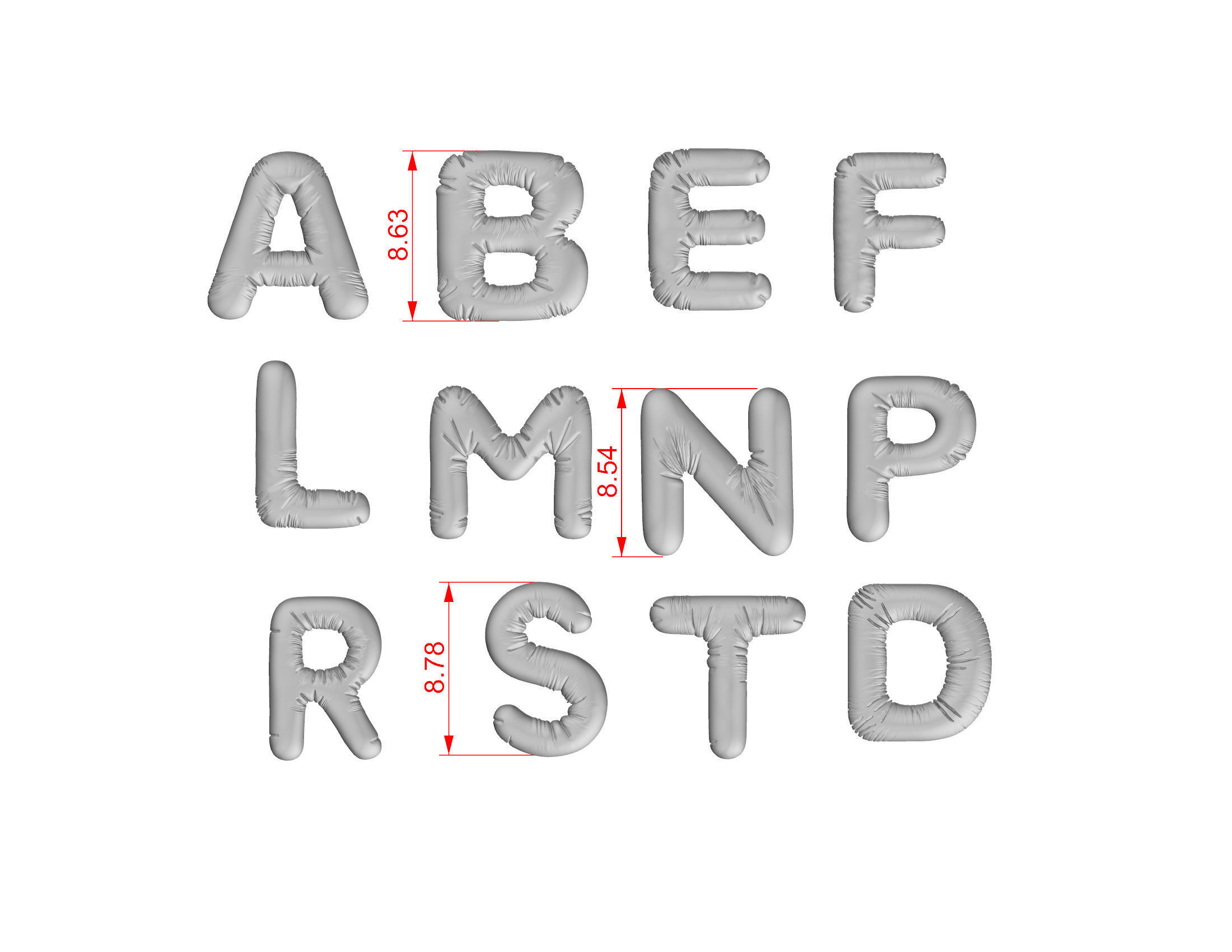  Hollow Printable 3D Font 3D print model_3