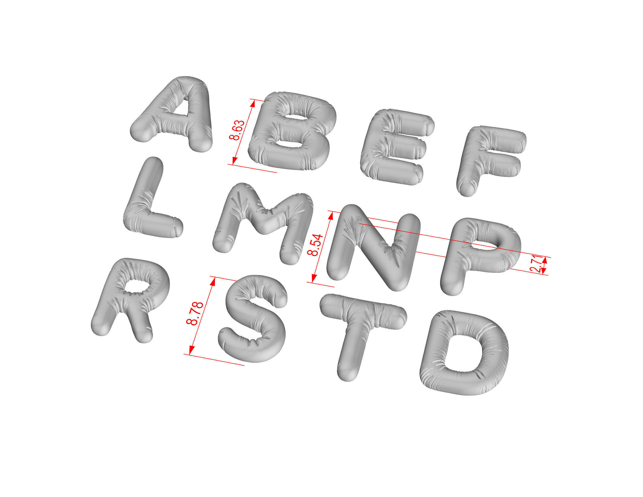 Hollow Printable 3D Font 3D print model_5