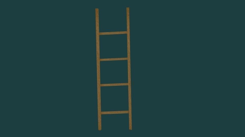 Wooden Ladder 3D model_0