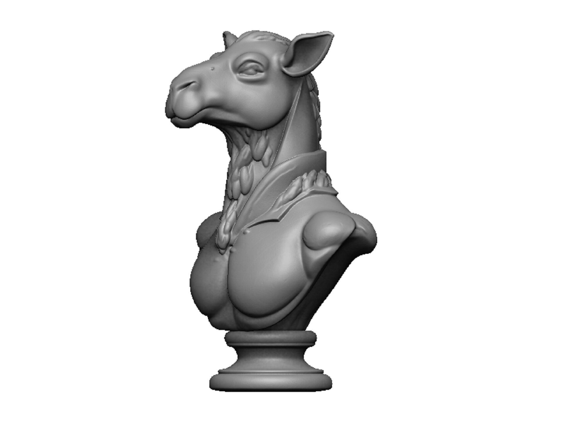 camel head bust 3D print model_5
