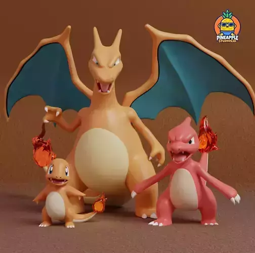 Pokemon - Charmander Charmeleon and Charizard with 2 poses