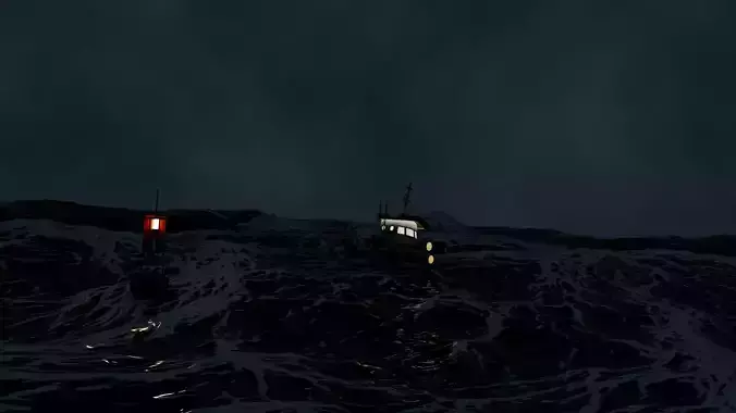 Stormy Ocean at Night Low-poly 3D model