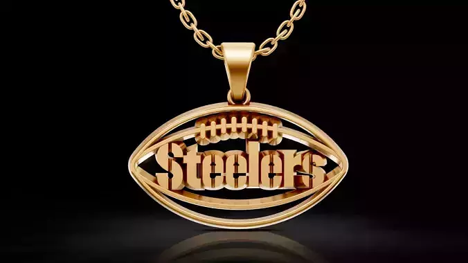 Rugby steelers pendant silver gold printable jewelry 3D model