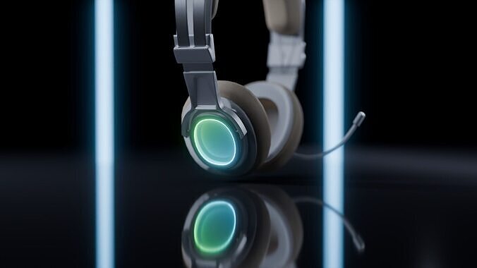 White Premium Headphone Rigged in Blender Low-poly 3D model 3D model