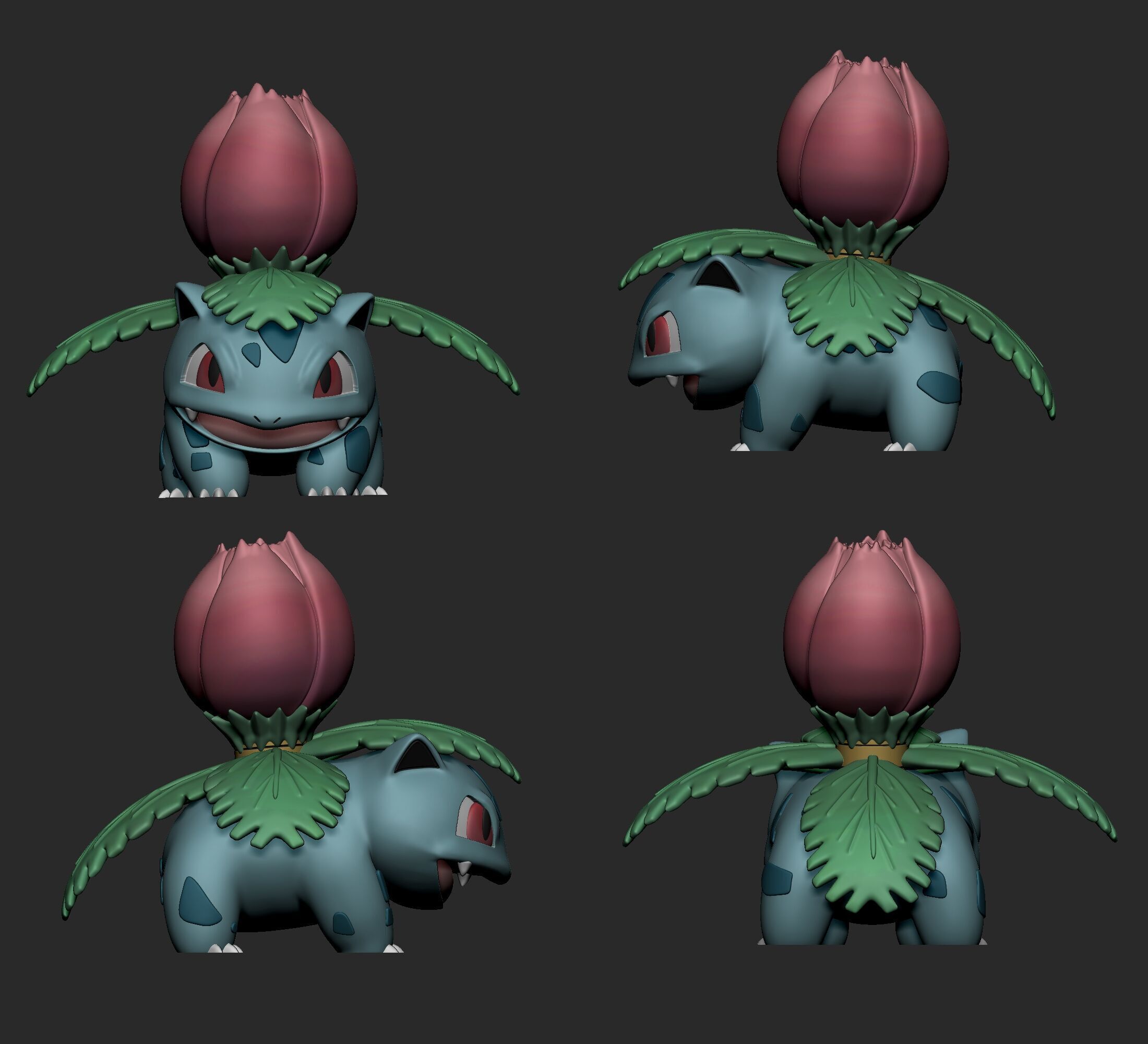 Pokemon - Bulbasaur Ivysaur and Venusaur  with 2 poses 3D print model_8