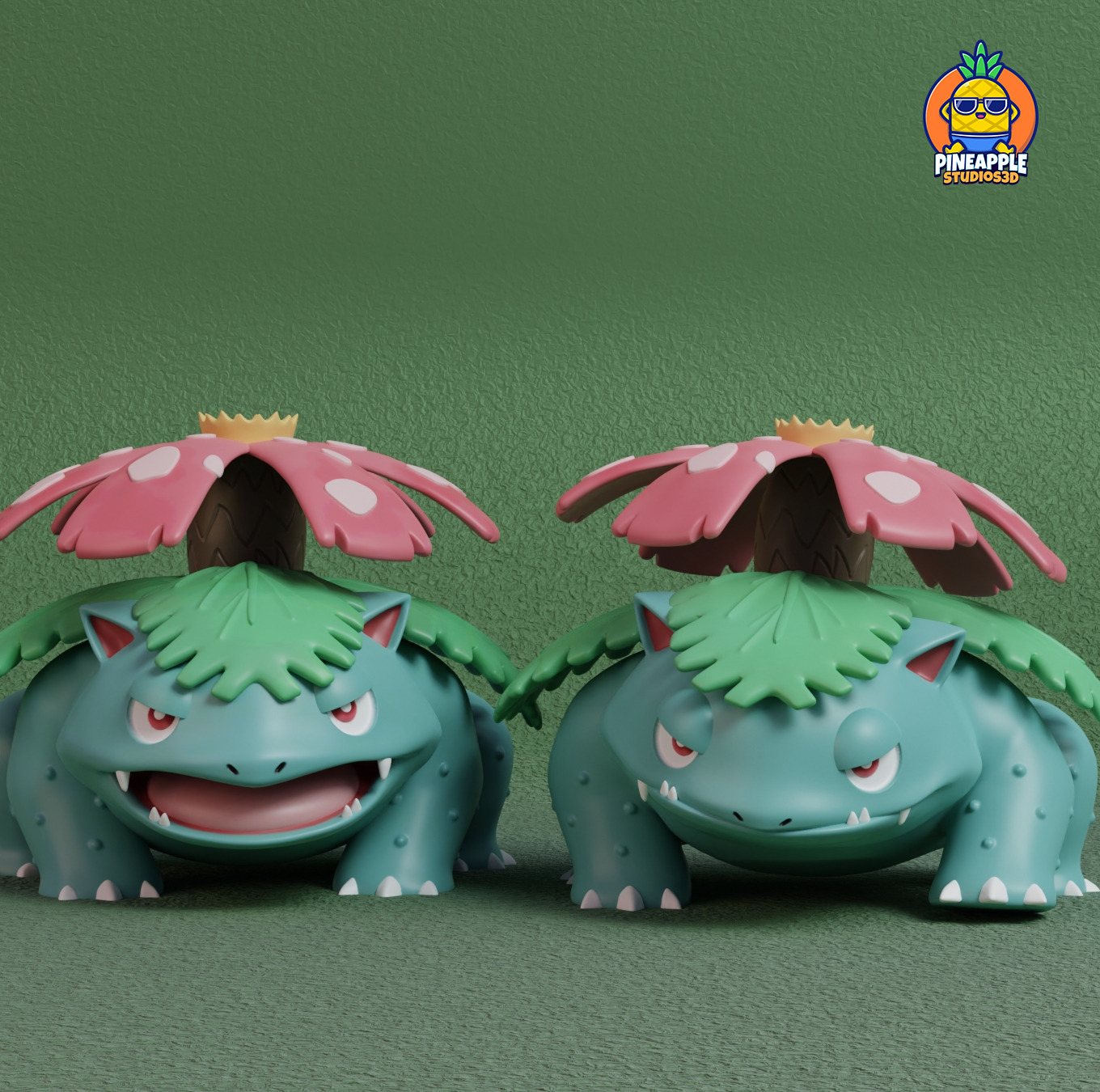 Pokemon - Bulbasaur Ivysaur and Venusaur  with 2 poses 3D print model_3