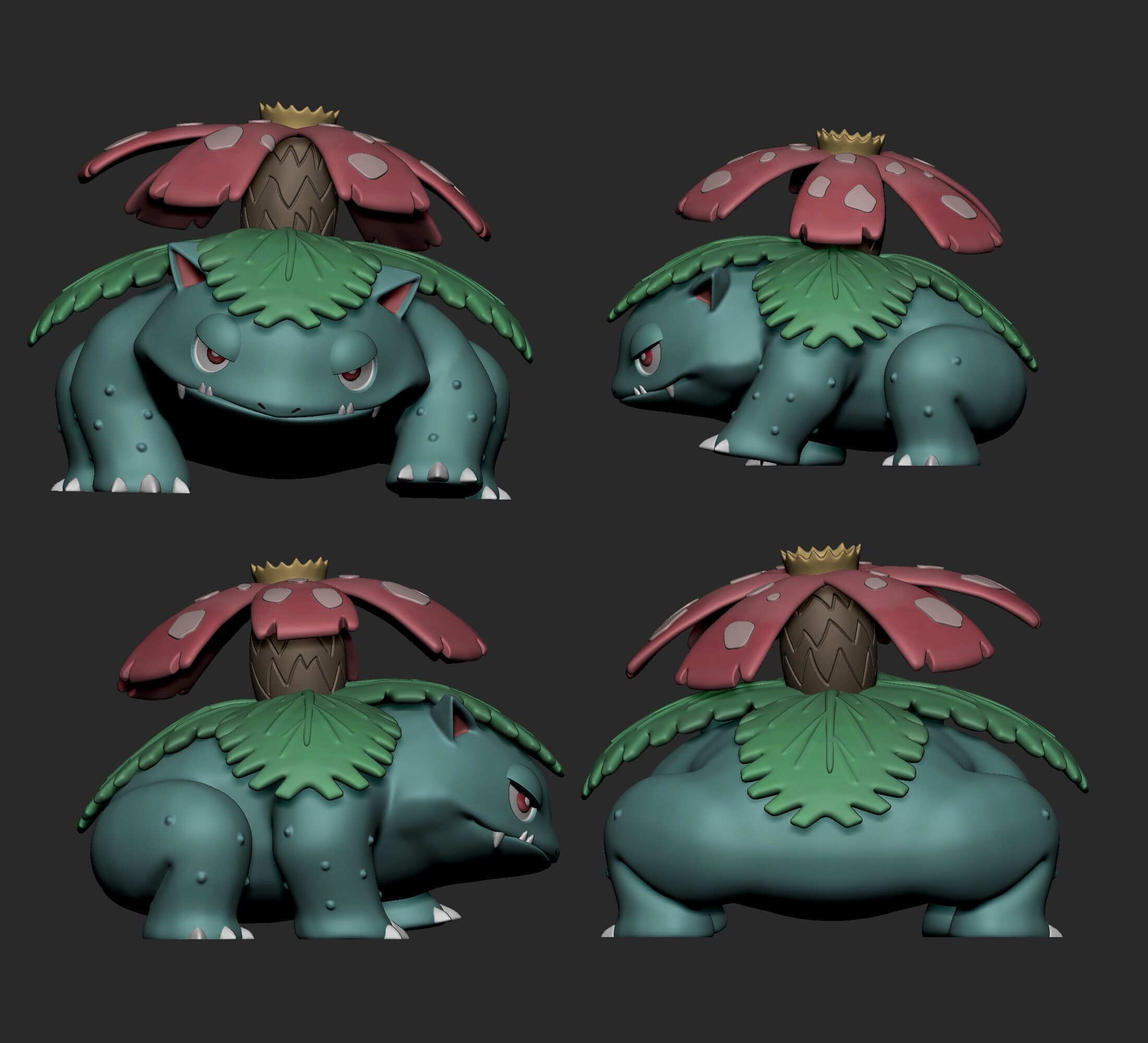 Pokemon - Bulbasaur Ivysaur and Venusaur  with 2 poses 3D print model_14