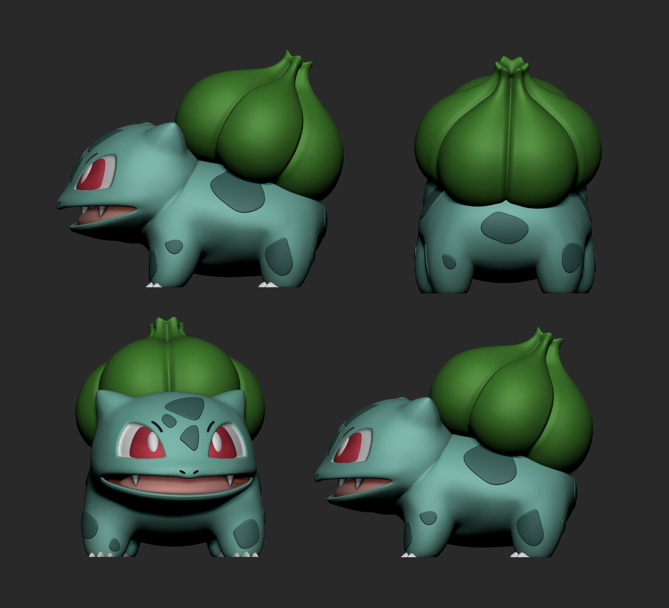 Pokemon - Bulbasaur Ivysaur and Venusaur  with 2 poses 3D print model_6