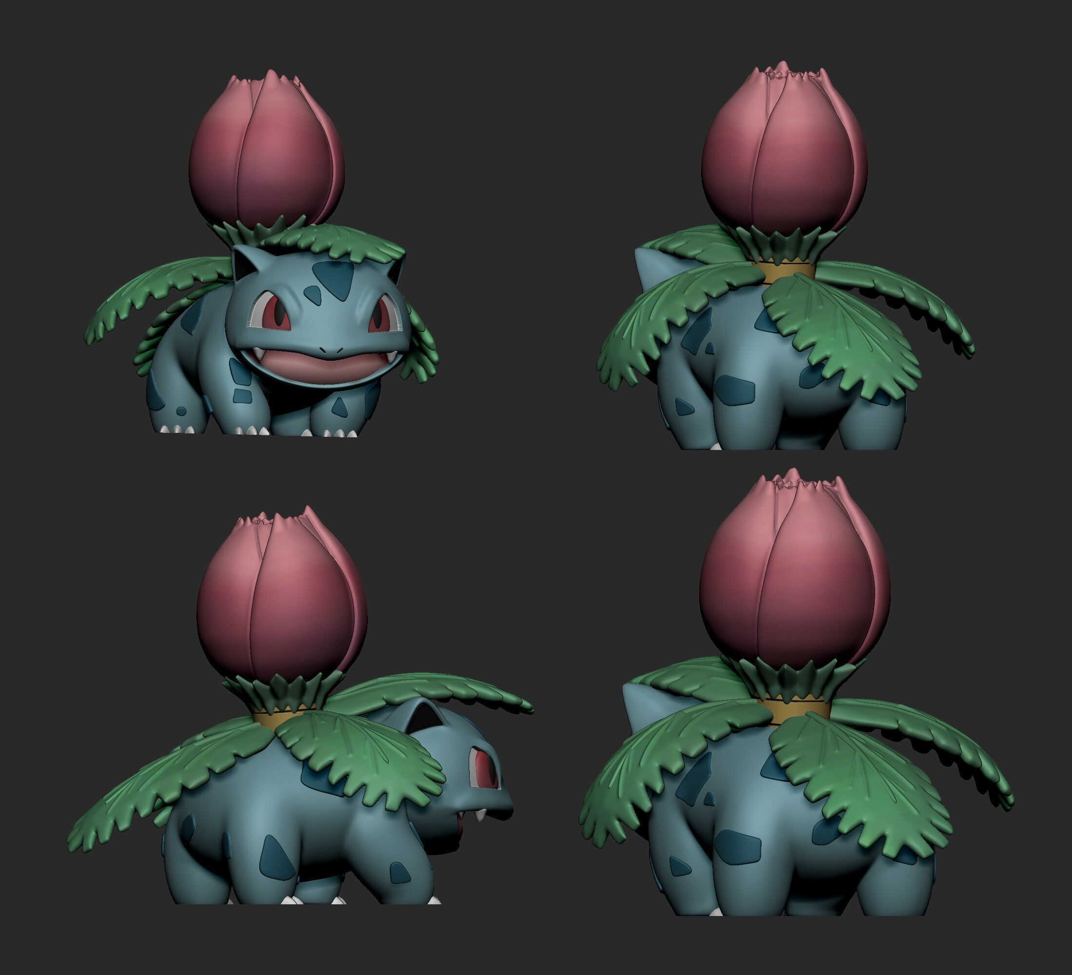 Pokemon - Bulbasaur Ivysaur and Venusaur  with 2 poses 3D print model_10