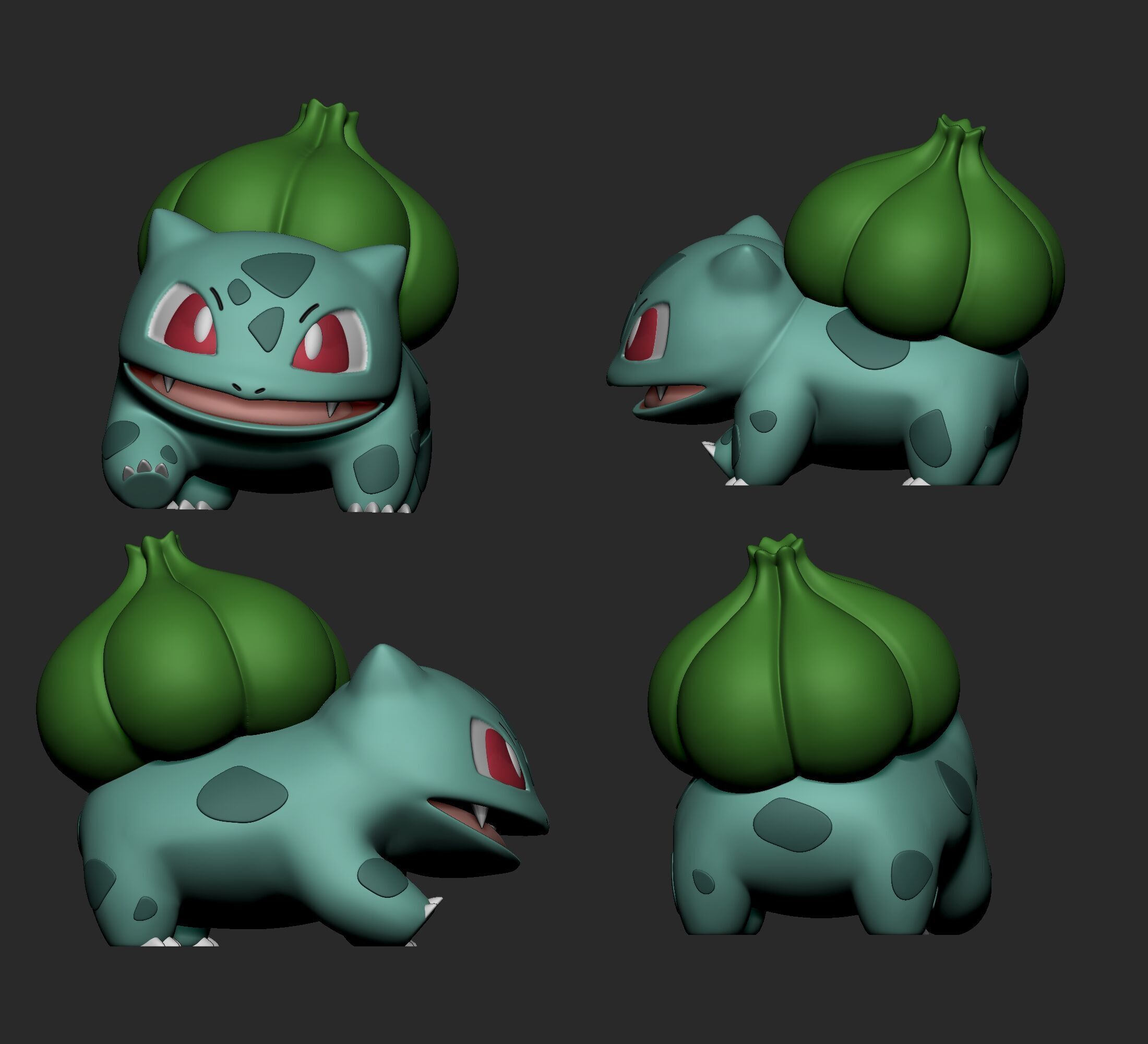 Pokemon - Bulbasaur Ivysaur and Venusaur  with 2 poses 3D print model_9