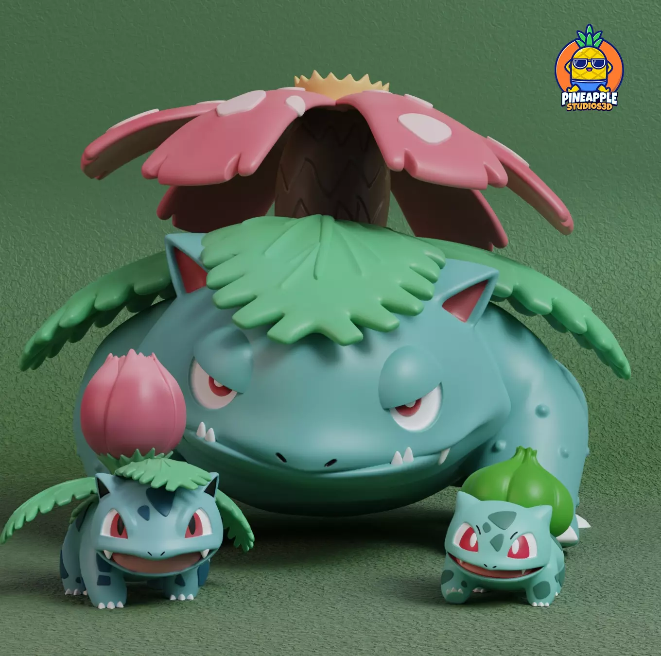 Pokemon - Bulbasaur Ivysaur and Venusaur  with 2 poses 3D print model_0