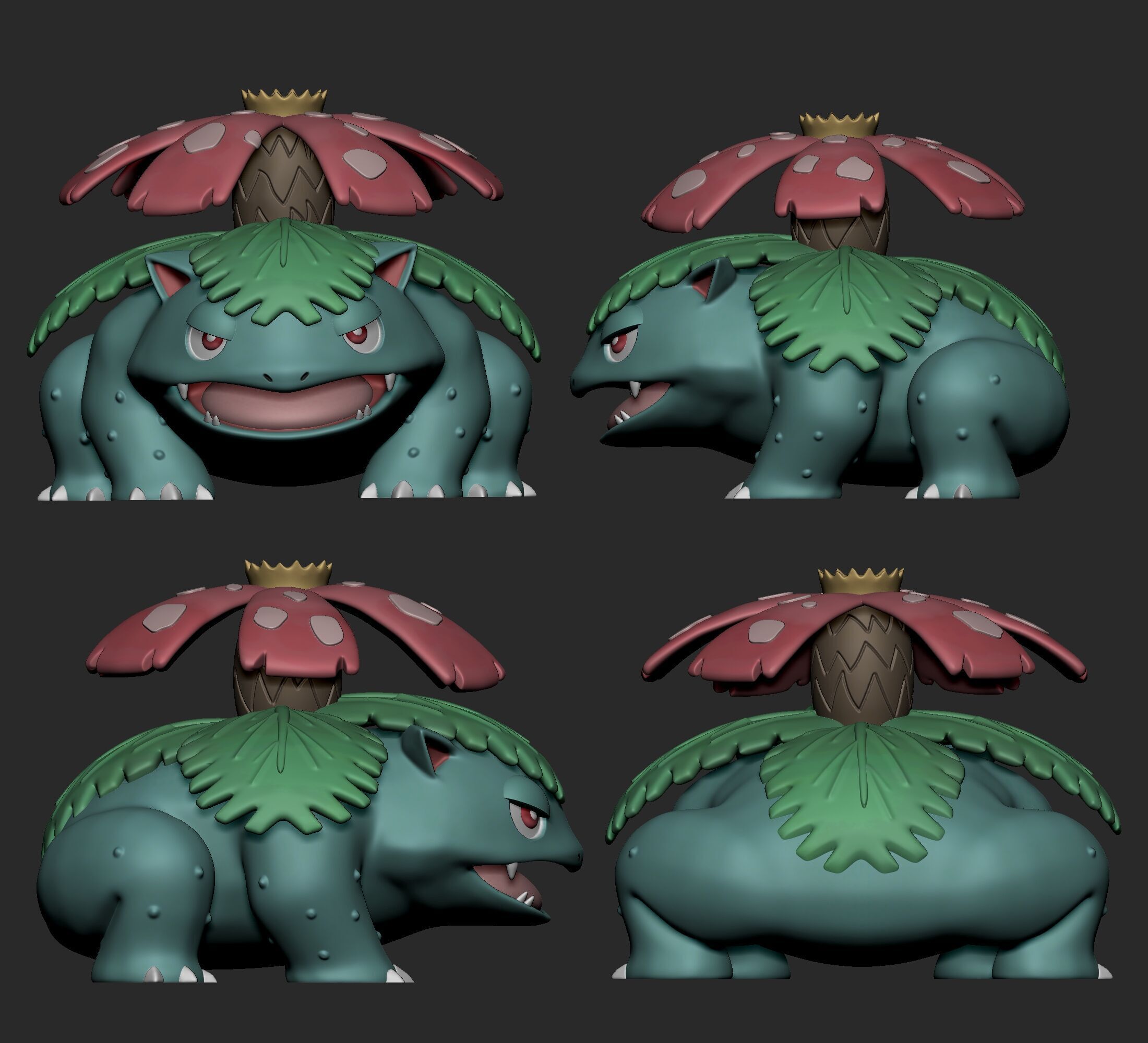 Pokemon - Bulbasaur Ivysaur and Venusaur  with 2 poses 3D print model_13