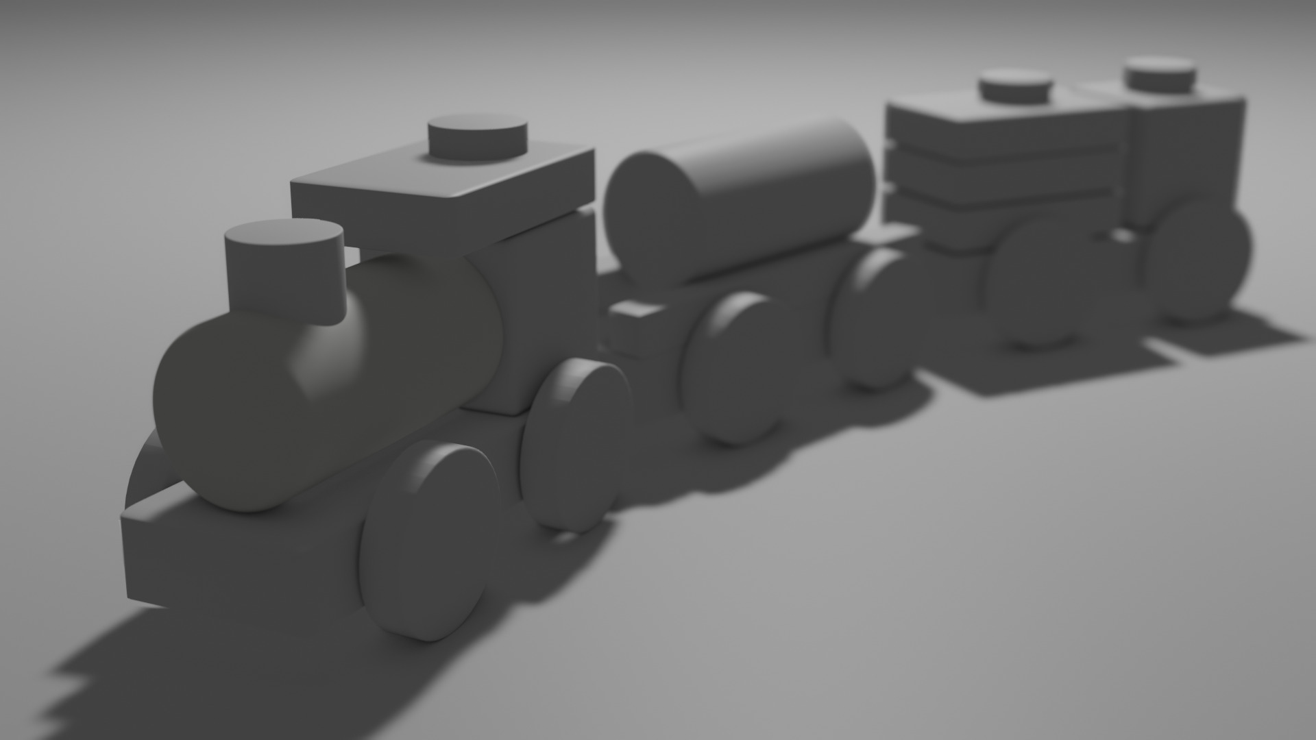 Wooden Toy Train - Stylized Low Poly 3D Model Low-poly 3D model_1