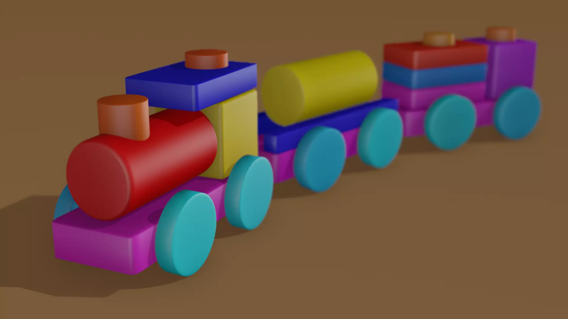 Wooden Toy Train - Stylized Low Poly 3D Model Low-poly 3D model_0
