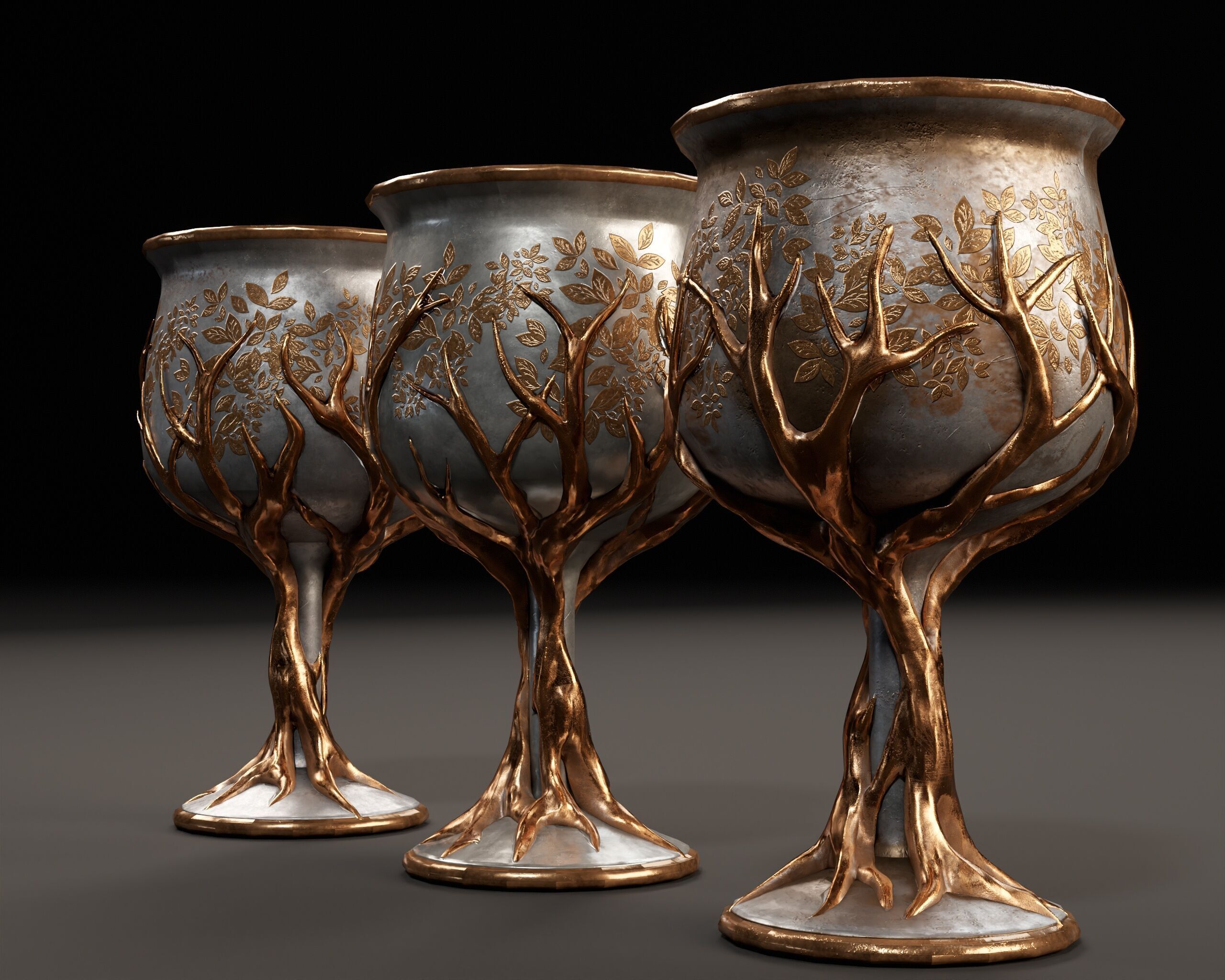 Forest Chalice Set Low-poly 3D model_16