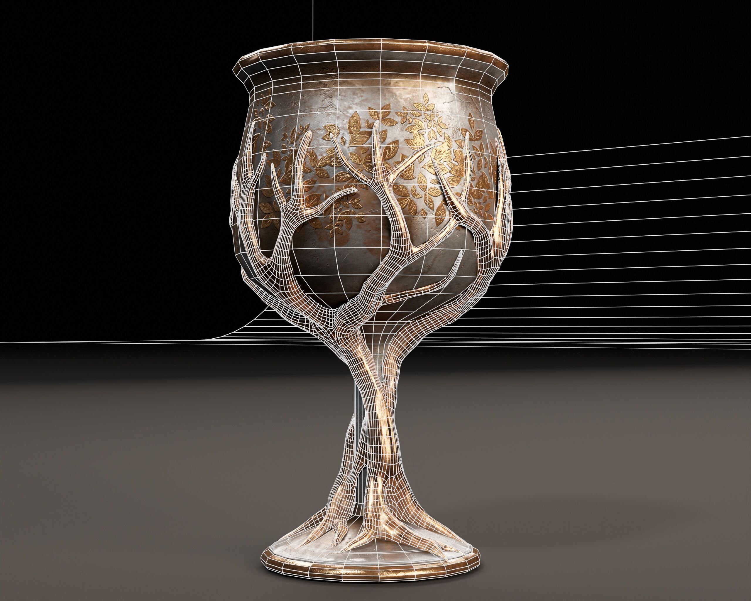Forest Chalice Set Low-poly 3D model_13