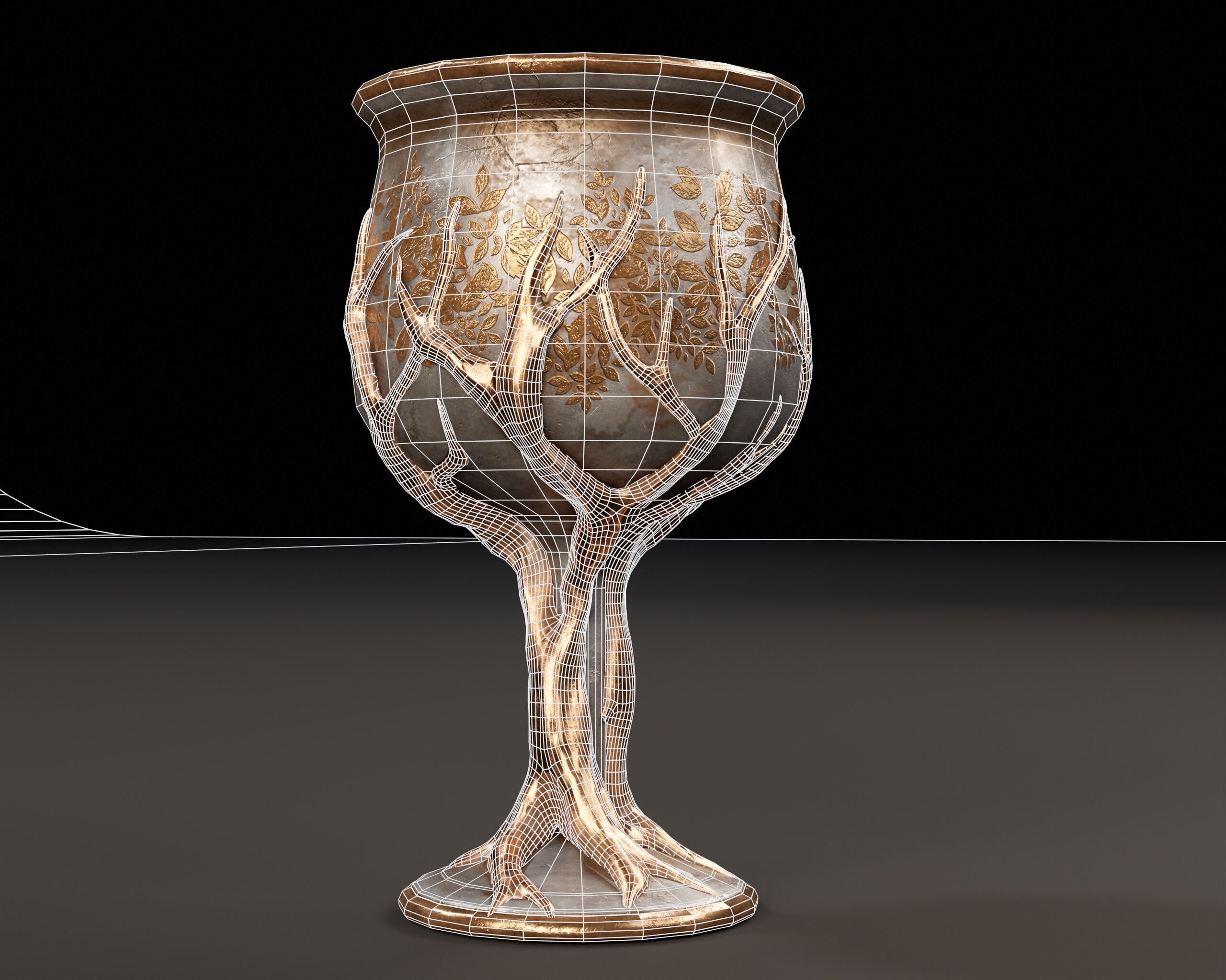 Forest Chalice Set Low-poly 3D model_11