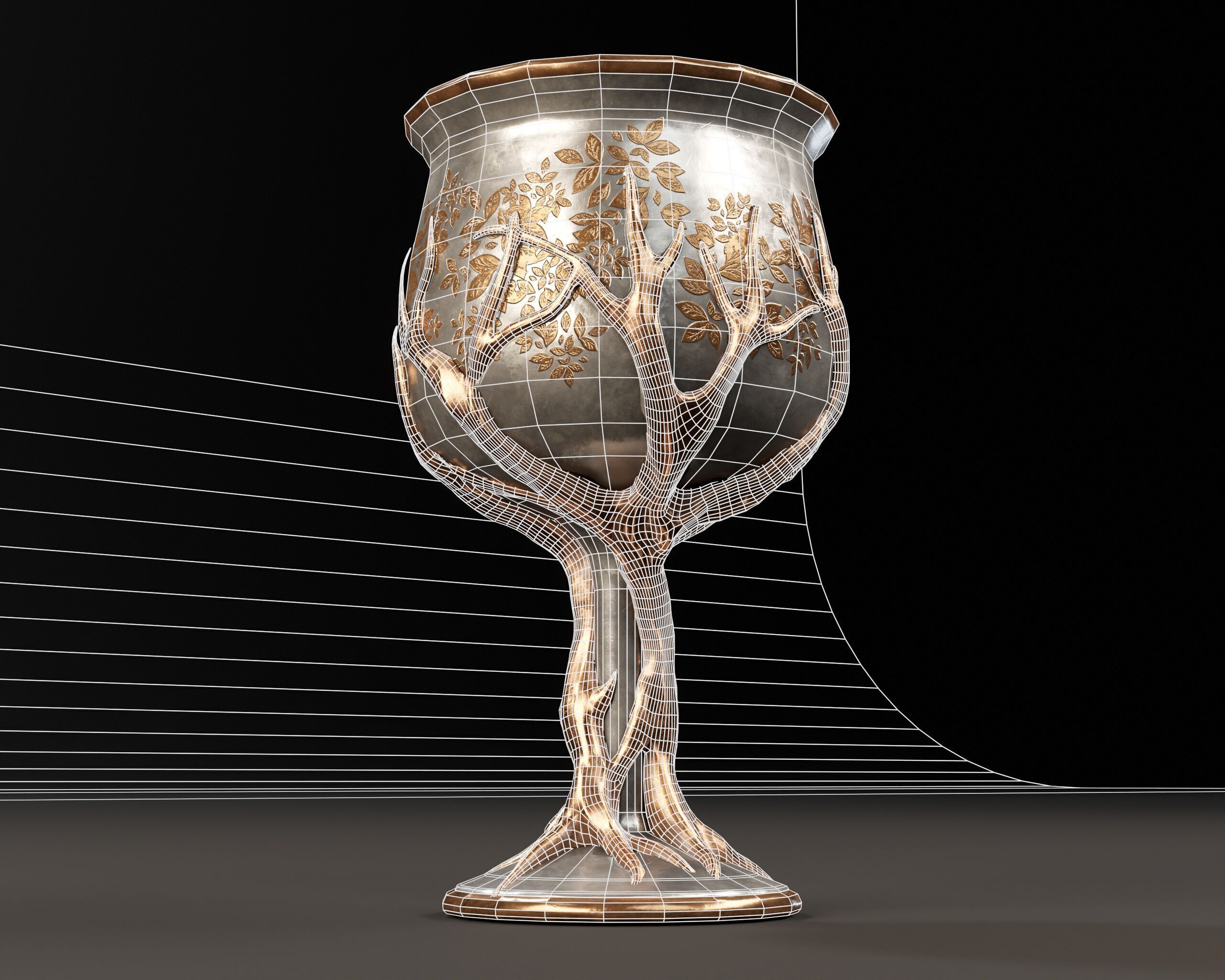 Forest Chalice Set Low-poly 3D model_7