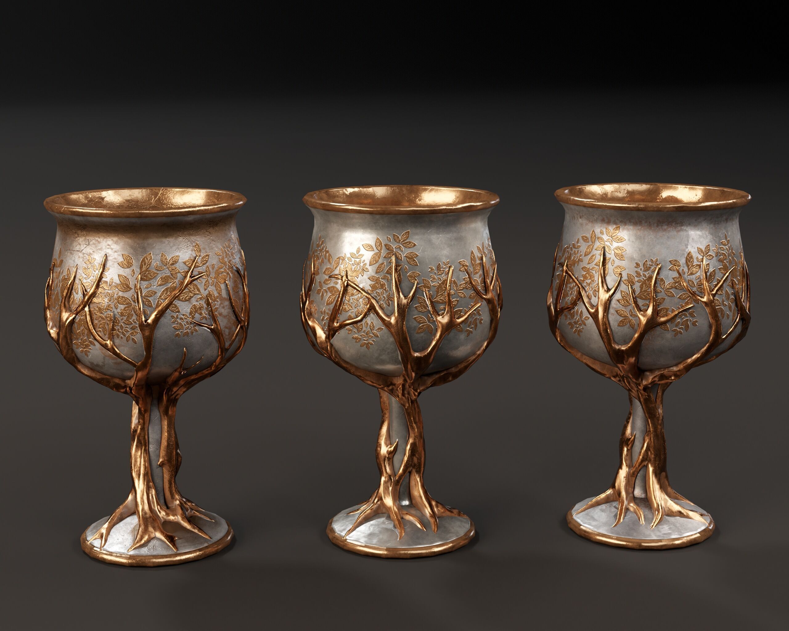 Forest Chalice Set Low-poly 3D model_2