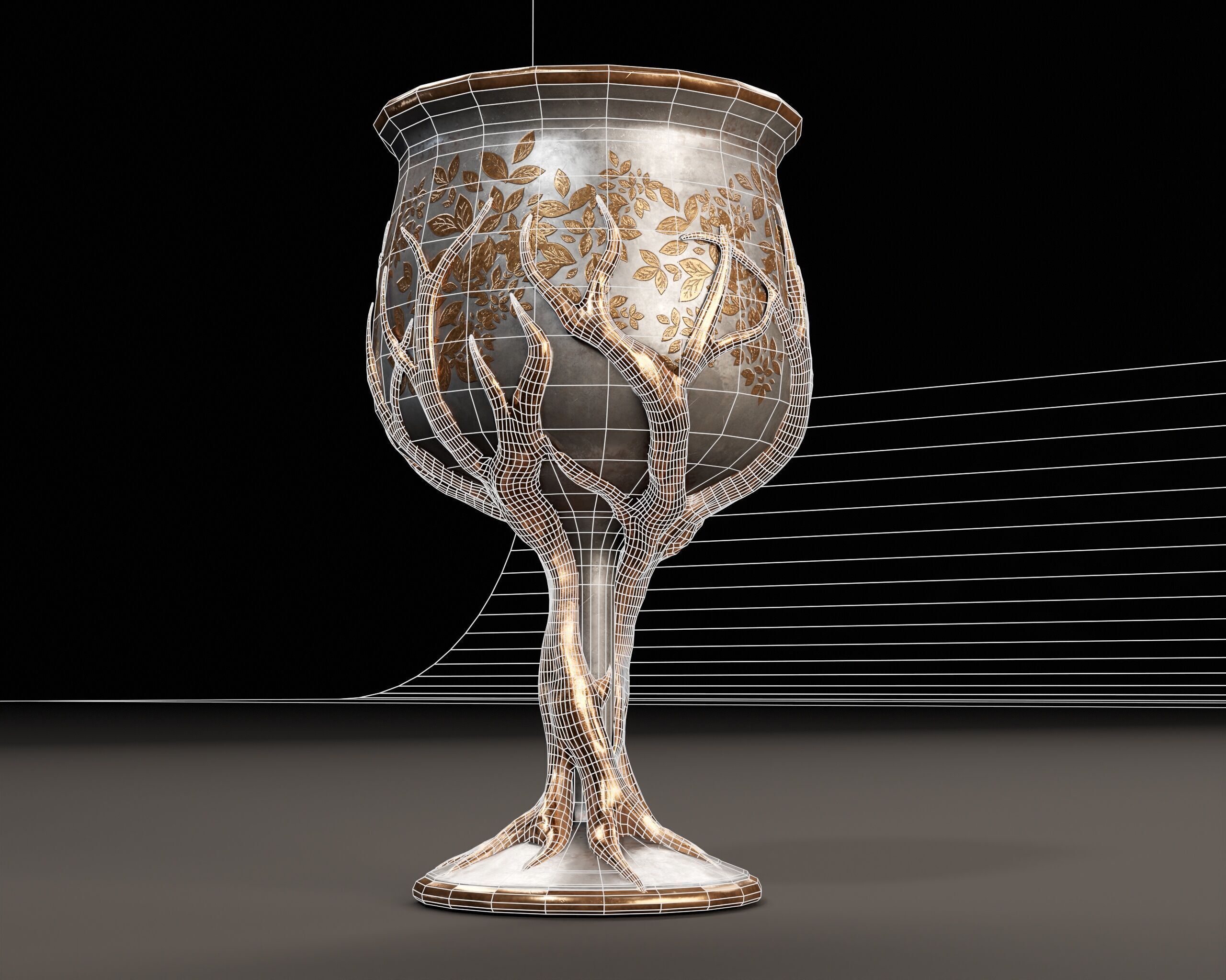 Forest Chalice Set Low-poly 3D model_15