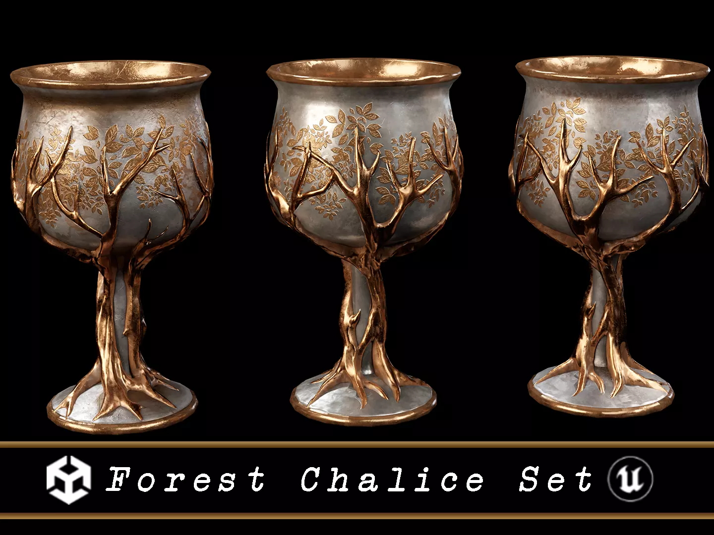 Forest Chalice Set Low-poly 3D model_0