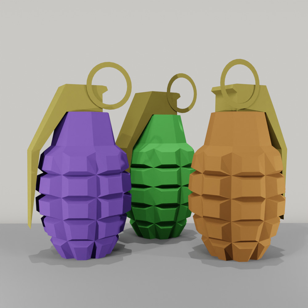 Lowpoly Grenade Low-poly 3D model_1