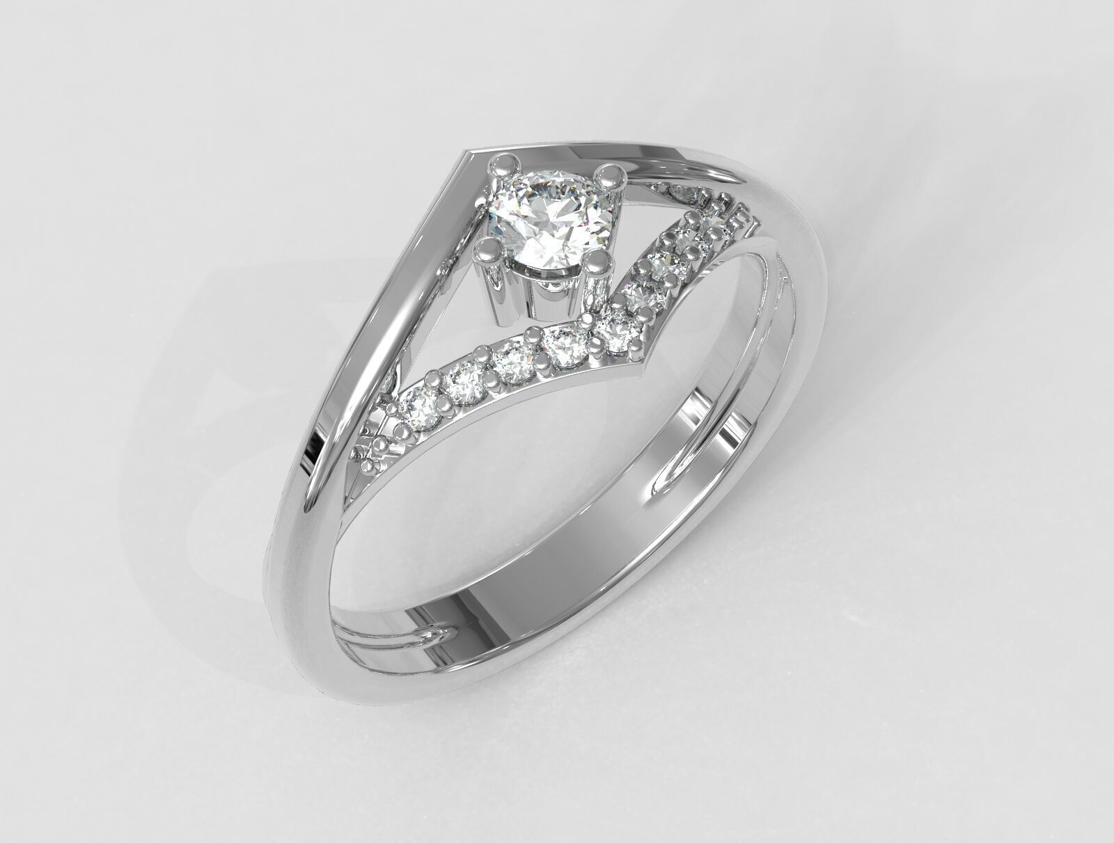 Diamond Engagement Ring 3D print model_2
