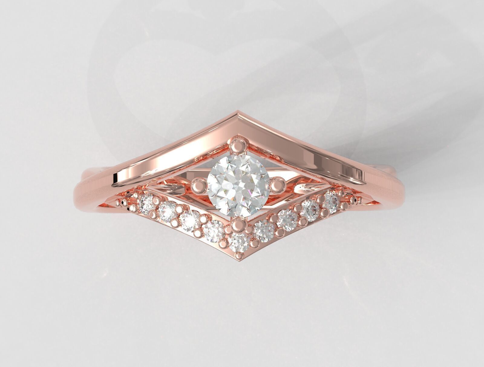 Diamond Engagement Ring 3D print model_3