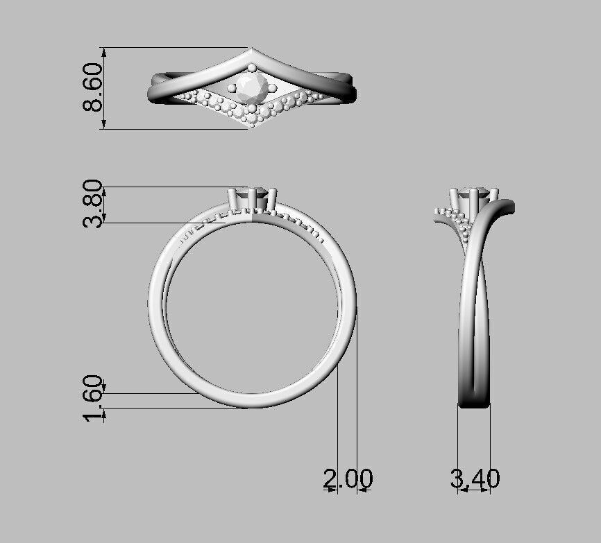 Diamond Engagement Ring 3D print model_4