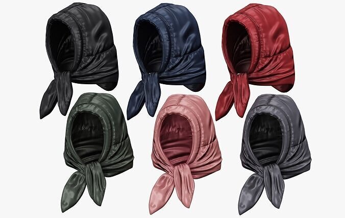 Puffer Hood Hat Pack Low-poly 3D model