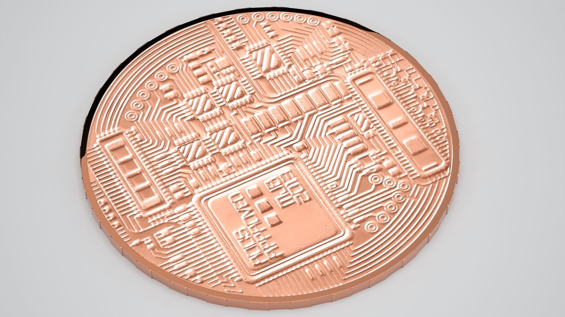 Copper Crypto Coin 3D model_1