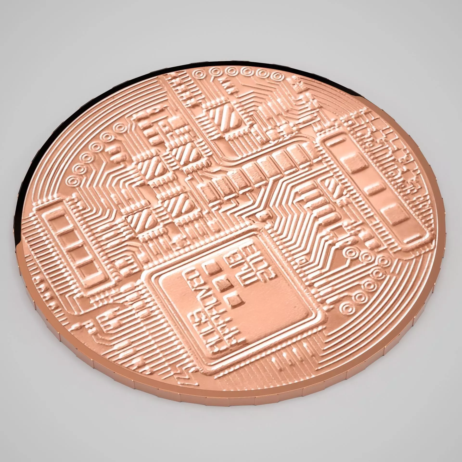 Copper Crypto Coin 3D model_0
