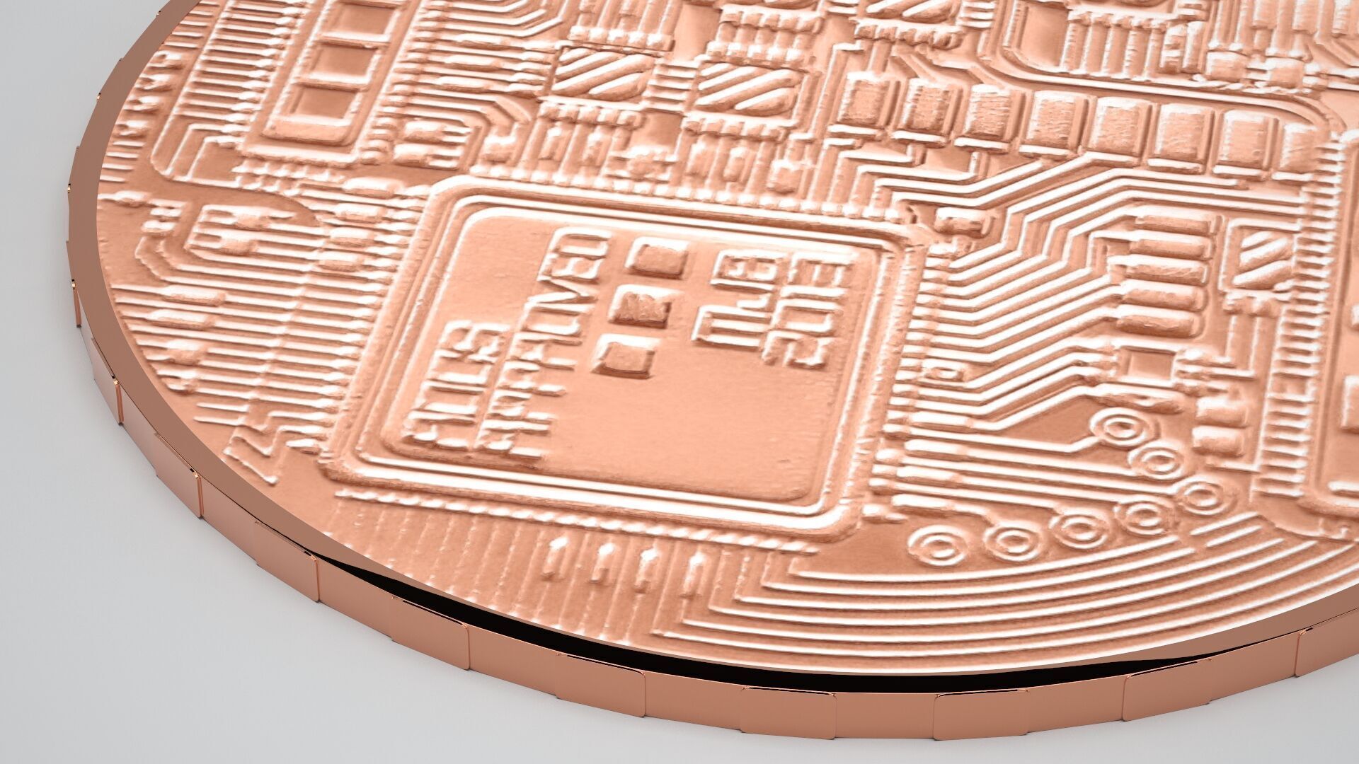 Copper Crypto Coin 3D model_3