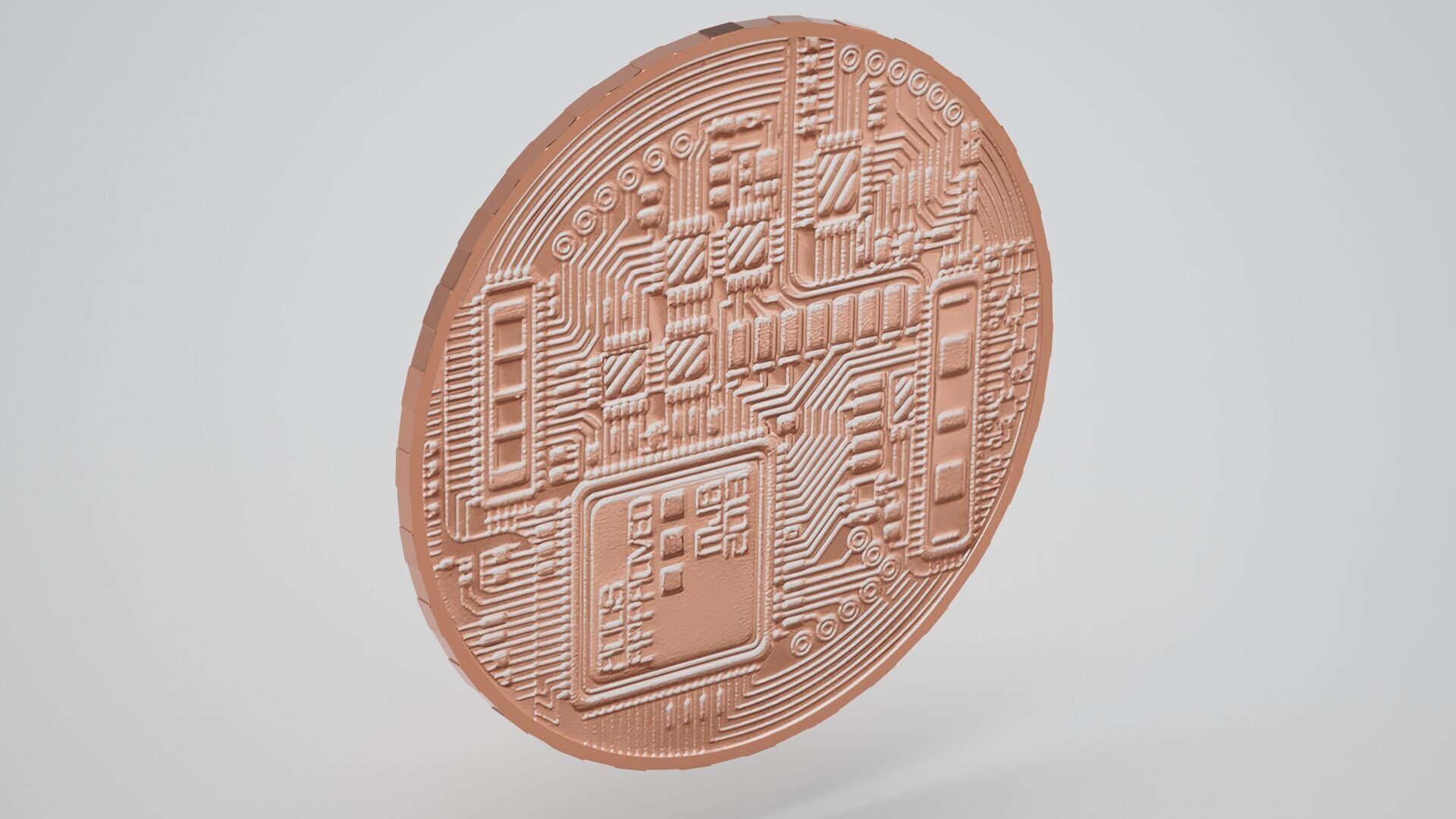 Copper Crypto Coin 3D model_6