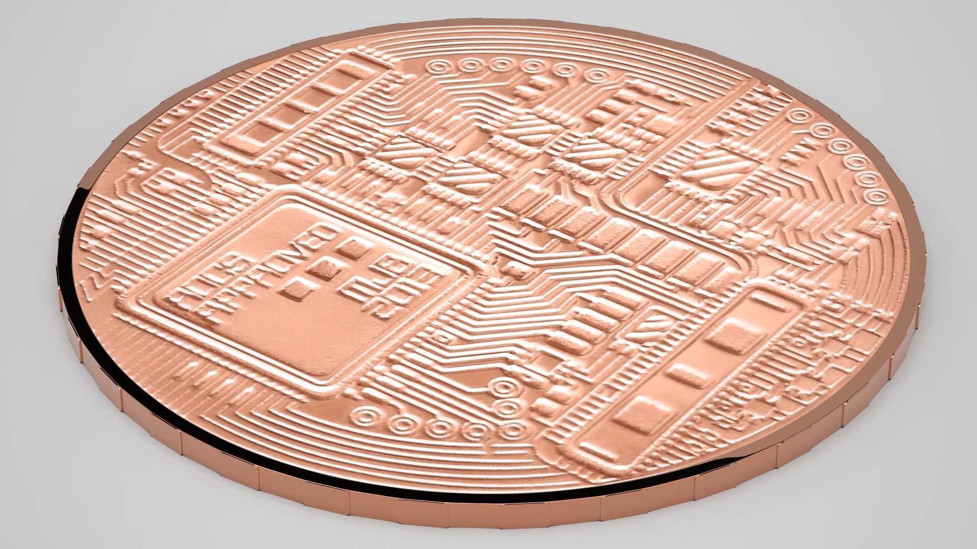 Copper Crypto Coin 3D model_2