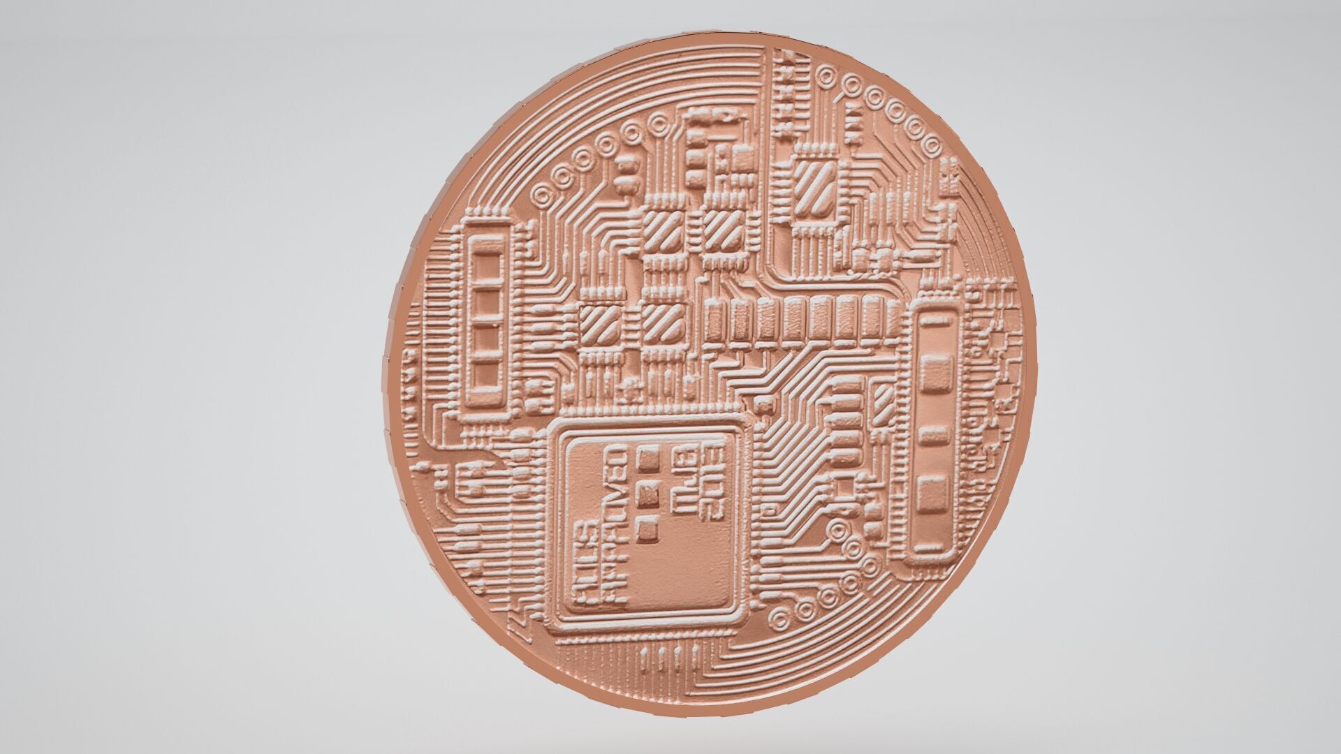 Copper Crypto Coin 3D model_5