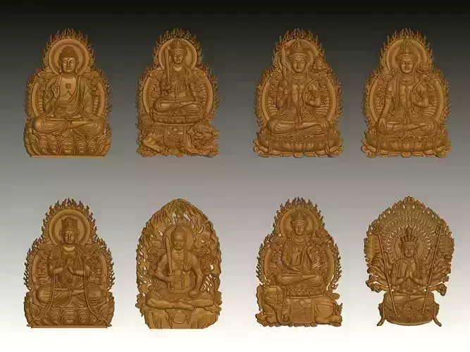 Bas-relief of Eight Buddhas
