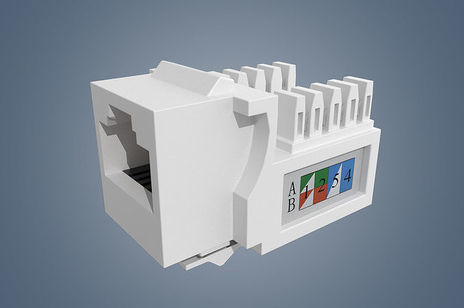 RJ45 Super Class 5 Unshielded Information Module Low-poly 3D model