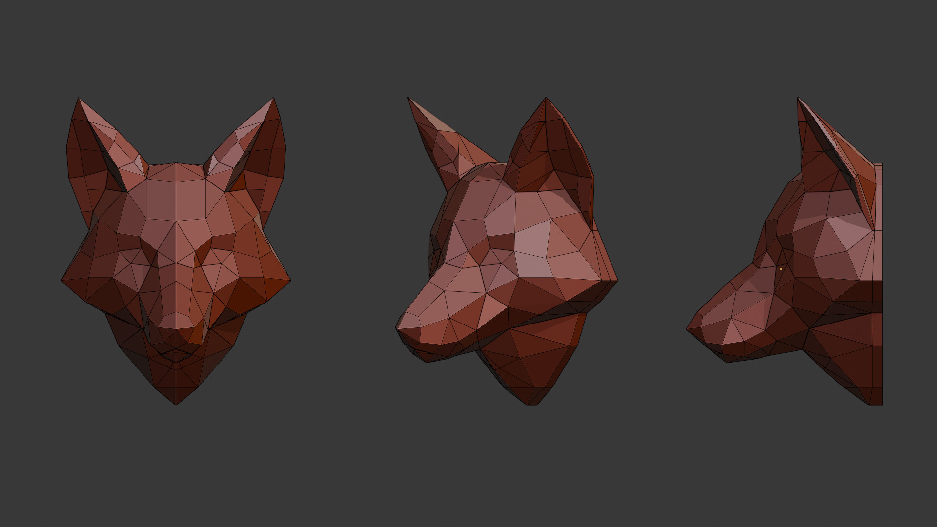Head Fox Lowpoly Origami Decoration Low-poly 3D model_3