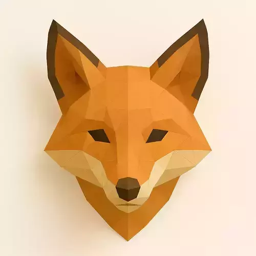 Head Fox Lowpoly Origami Decoration Low-poly 3D model