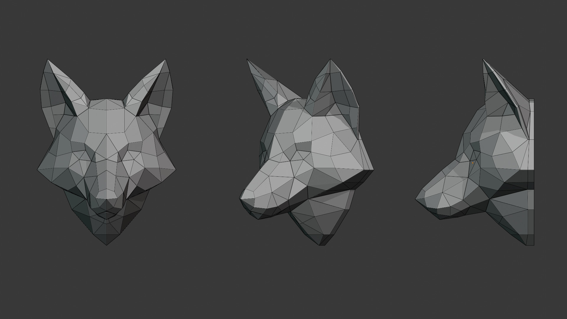 Head Fox Lowpoly Origami Decoration Low-poly 3D model_4