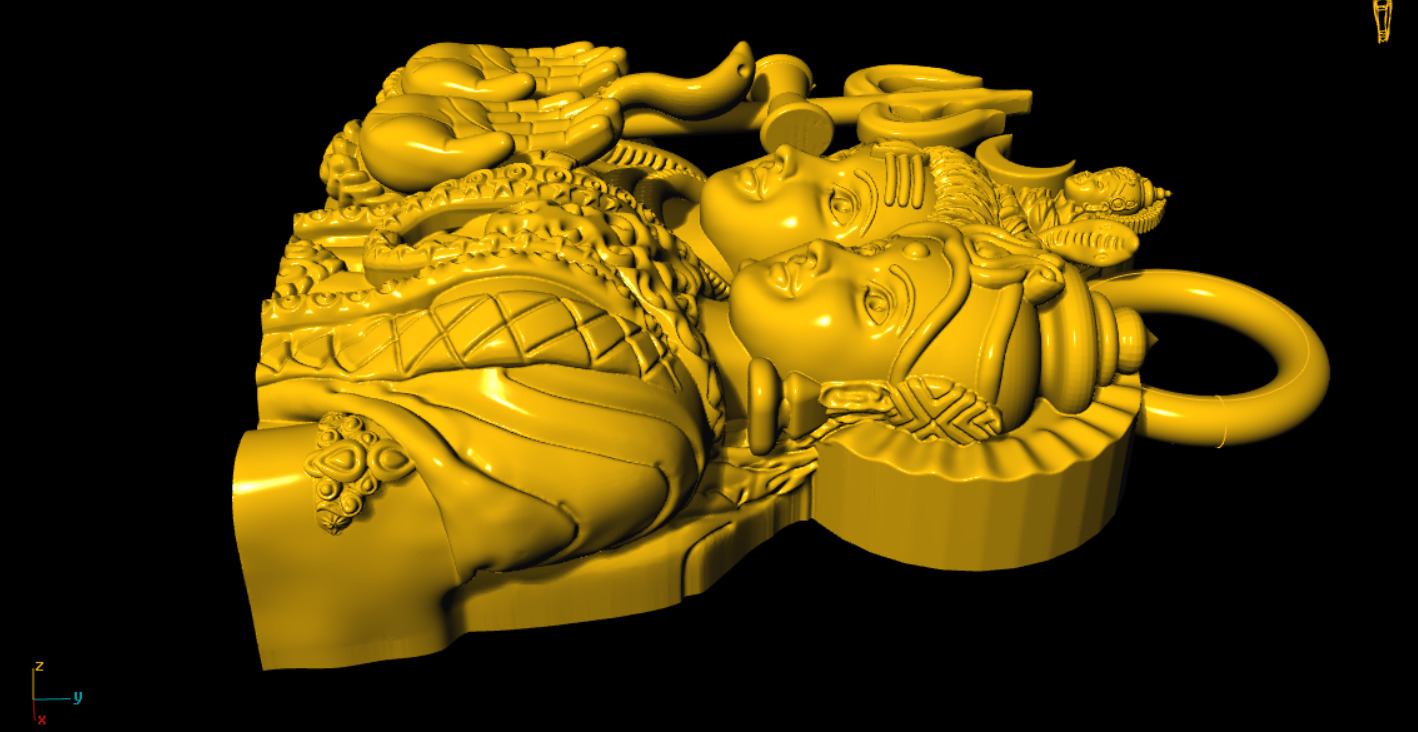 shiv durga unique pendant 3D print model_8