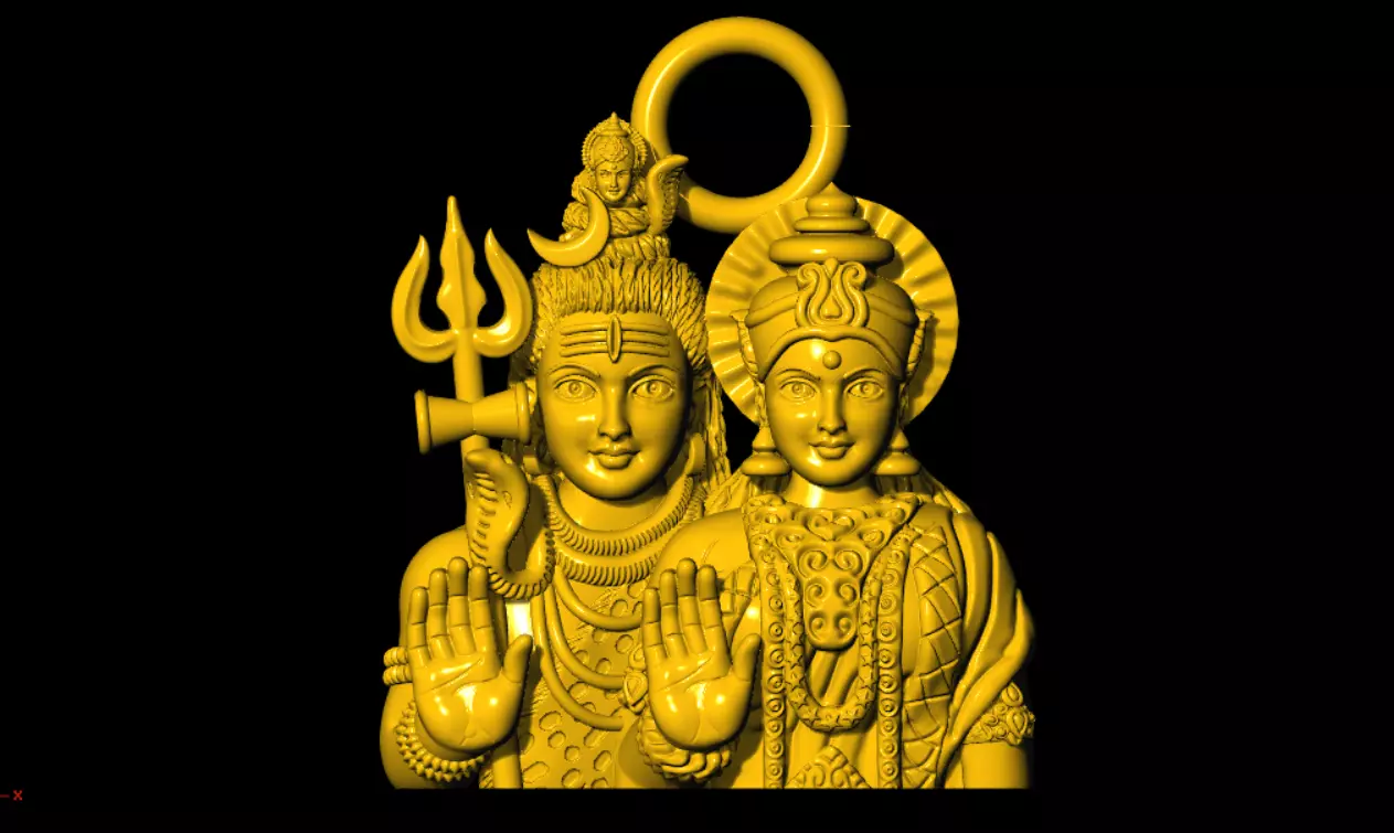 shiv durga unique pendant 3D print model_0