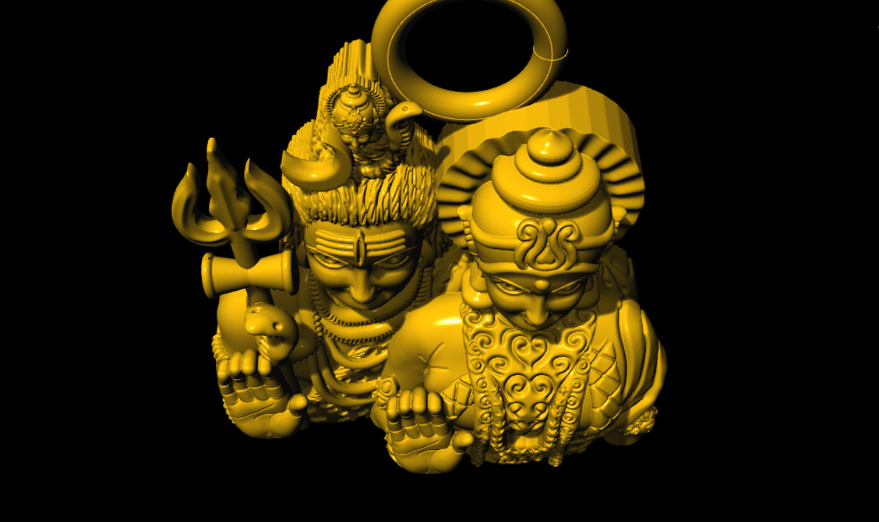 shiv durga unique pendant 3D print model_15