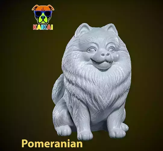 Pomeranian dog model - Pomeranian dog sitting - 3D print 3D print model