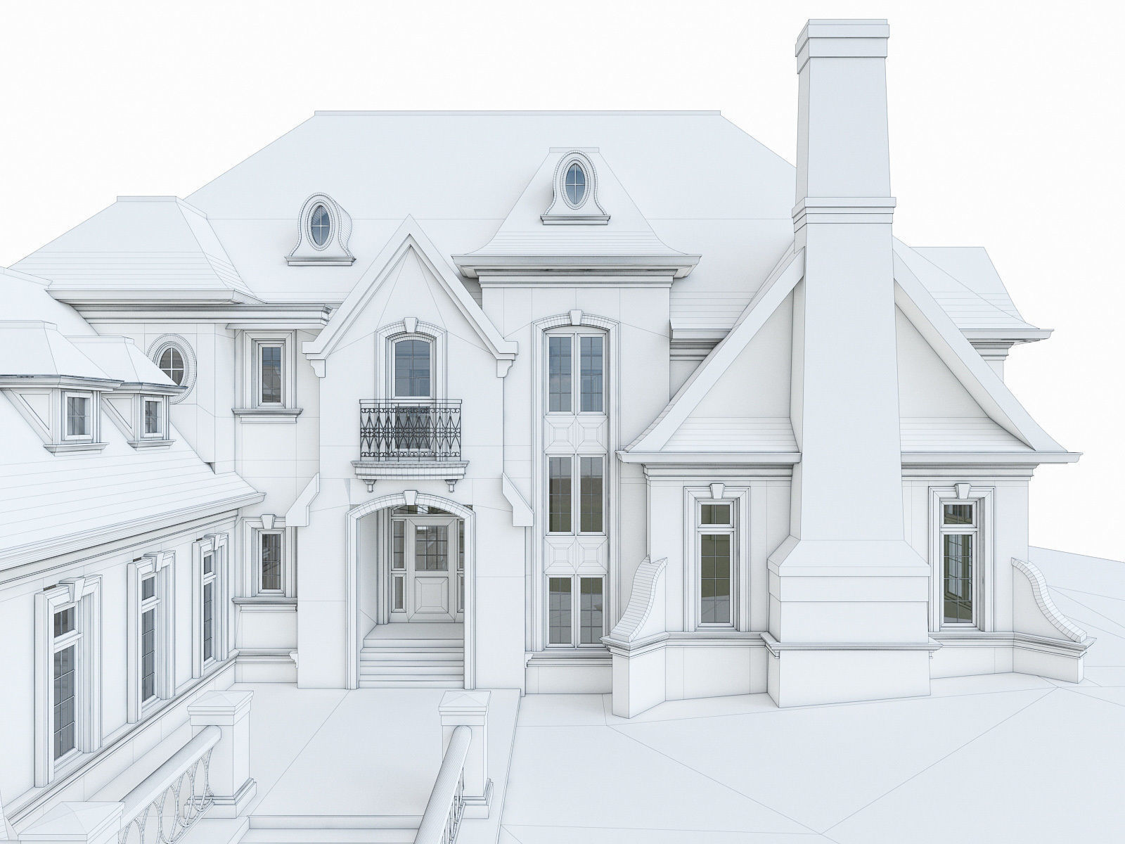 Luxury Mansion House Low-poly 3D model_5