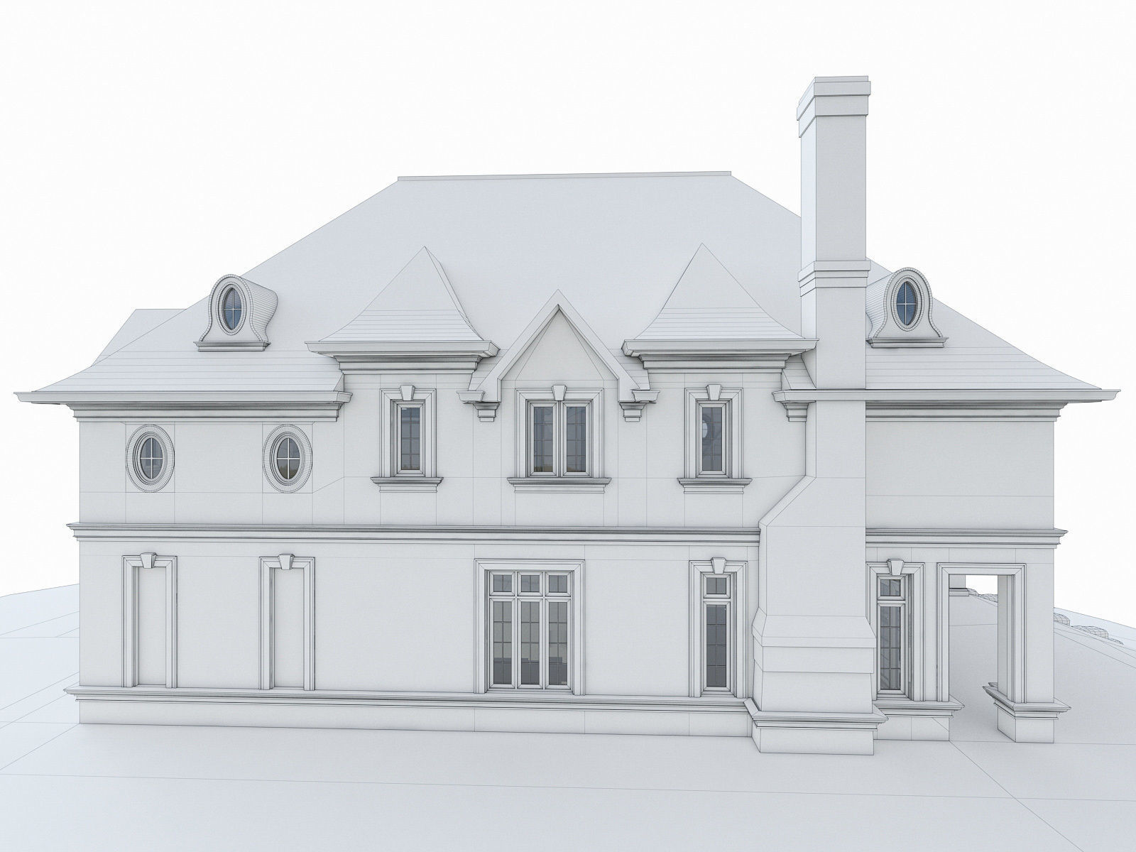 Luxury Mansion House Low-poly 3D model_10