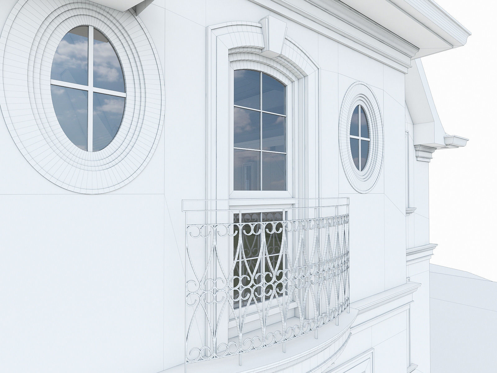 Luxury Mansion House Low-poly 3D model_8