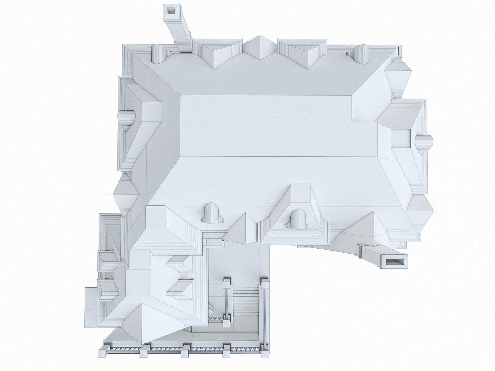 Luxury Mansion House Low-poly 3D model_7